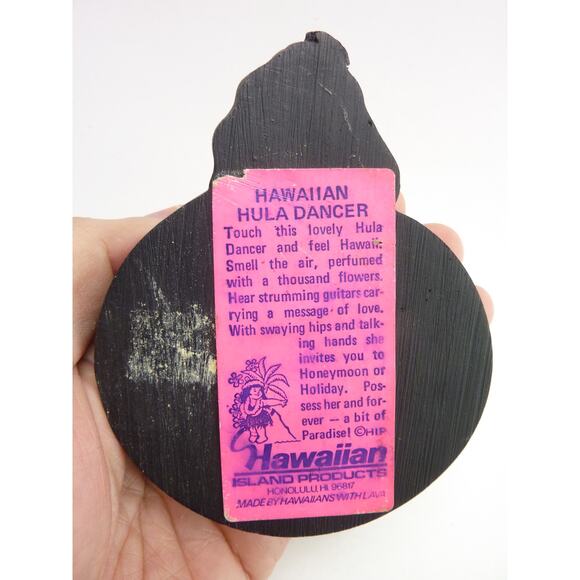 Vintage Tiki Hula Girl Hawaii Black Lava 1974 mcm Catchall Dish - Picture 4 of 4